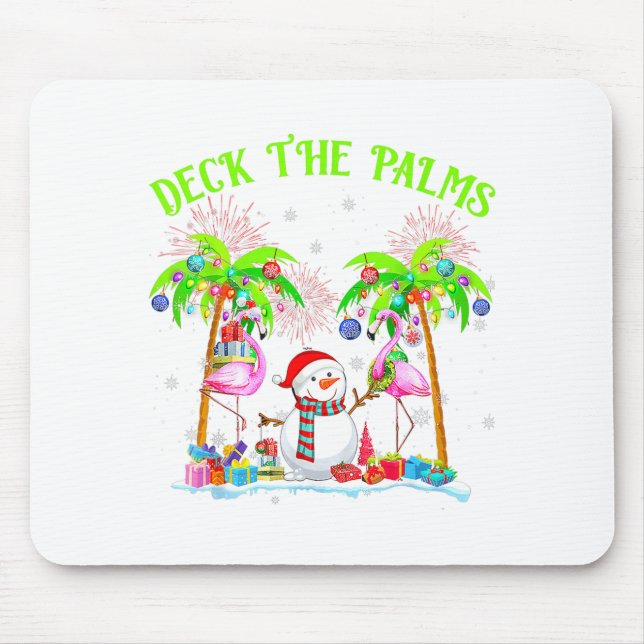 Tapis De Souris Deck The Palms Flamingo Trocal Christmas Lights Pa (Devant)