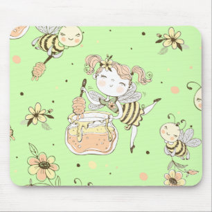 Tapis De Souris Décor d'abeille au miel vintage