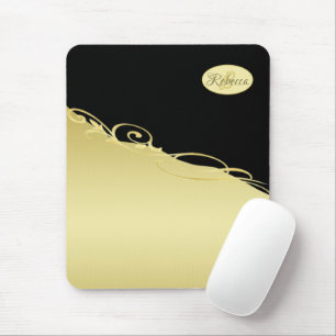 Tapis De Souris Décor de luxe sur or & noir, Monogramme