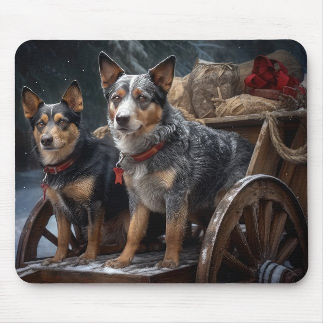 Tapis De Souris Décor de Noël australien Snowy Sleigh (Devant)
