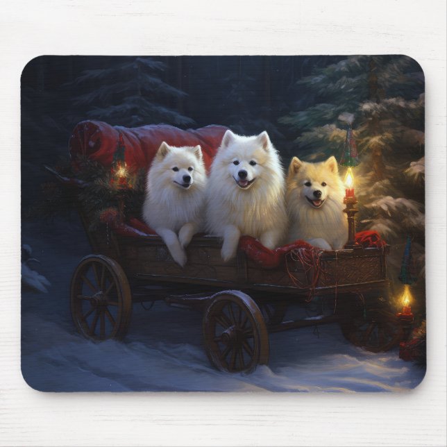 Tapis De Souris Décor de Noël Eskimo Snowy Sleigh (Devant)