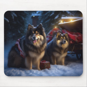 Tapis De Souris Décor de Noël Lapphund Snowy Sleigh