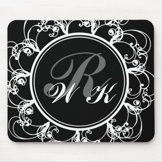 Tapis de souris décoré d'un monogramme de (Devant)