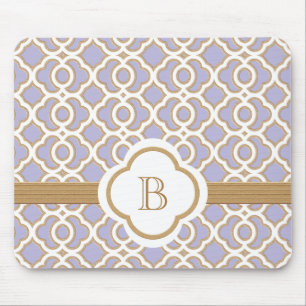Tapis De Souris Décoré d'un monogramme marocain de lavande et d'or