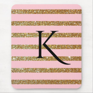Tapis de souris décoré d'un monogramme rayé