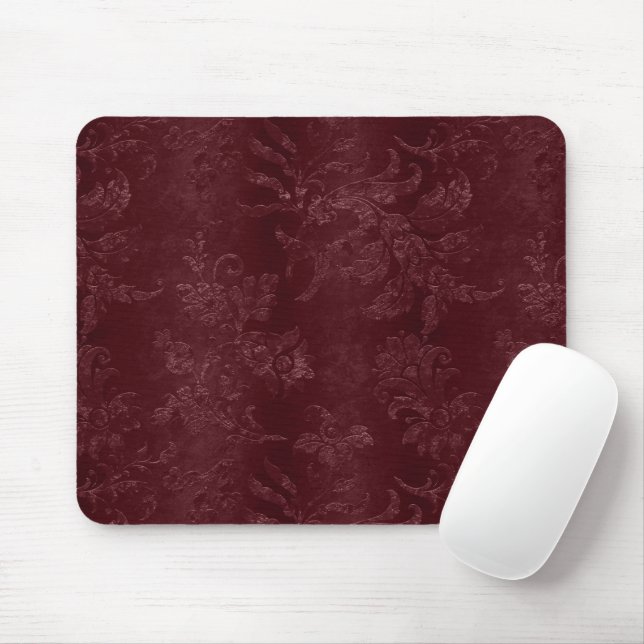 Tapis De Souris Deep Red Burgundy Floral Christmas (Avec souris)