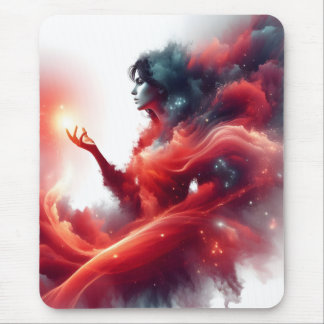 Tapis De Souris Déesse céleste cosmique Galaxie de nuage rouge abs
