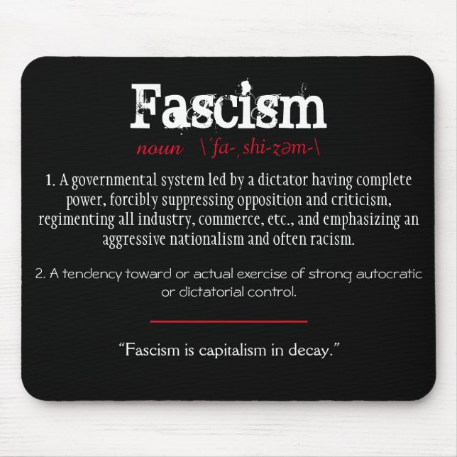 Tapis De Souris Définition du fascisme Énoncé politique Rouge (Devant)