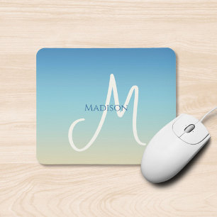 Tapis De Souris Dégradé de plage Monogramme 