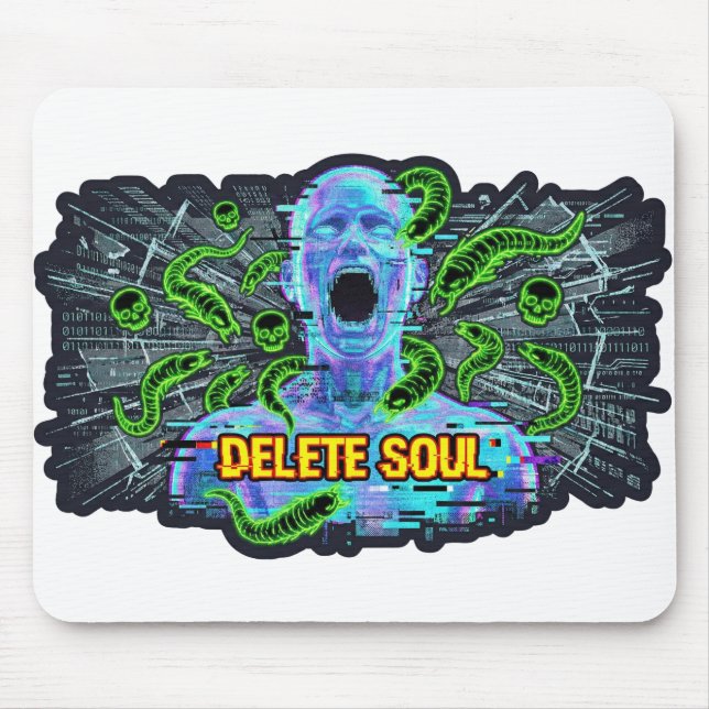 Tapis De Souris Delete Soul – Cyberpunk Glitch Horror (Devant)