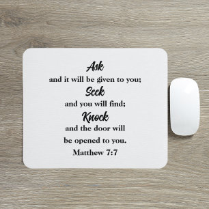 Tapis De Souris Demander Knock Matthieu 7:7 Verse de la Bible