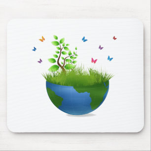 Tapis De Souris demi d'herbe butterflies.png de globe