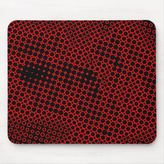 Tapis De Souris Demi-ton extrême - Noir sur rouge (Devant)