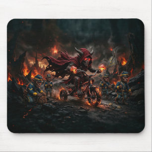 Tapis De Souris Démon sur tricycle avec des trolls de la cavalerie