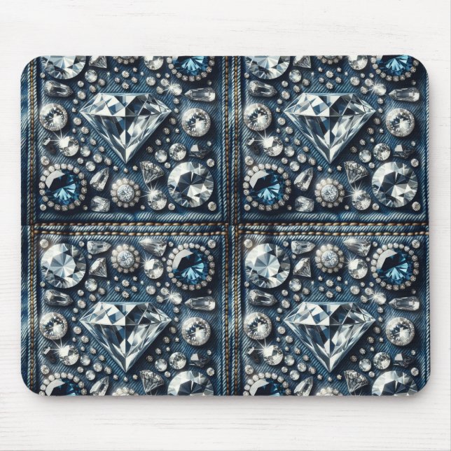 Tapis De Souris Denim & Diamonds Bling Bijou Glamour (Devant)