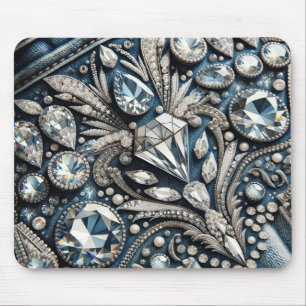 Tapis De Souris Denim & Diamonds Gemstone Jean fête d'anniversaire