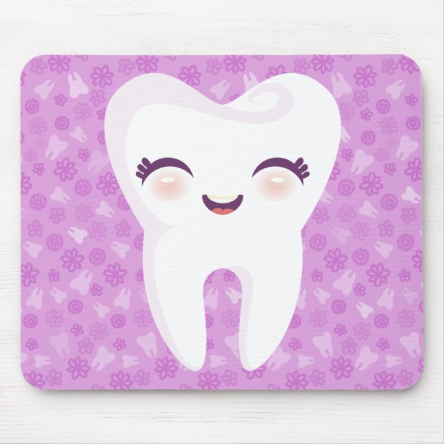 Tapis De Souris Dent mignonne - Mousepad personnalisable pourpre (Devant)