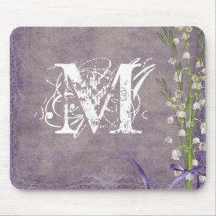 Tapis De Souris Dentelle blanche Monogramme initial Panier de la s