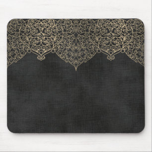 Tapis De Souris Dentelle dorée sur fond noir