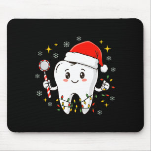 Tapis De Souris Dentiste Noël Dents Lumières de Noël Drôle Dentair