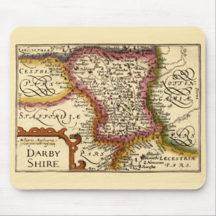 Tapis De Souris Derbyshire (Darbyshire) Comté Angleterre Carte ant