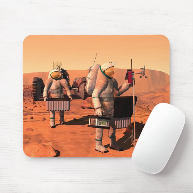 Tapis De Souris Des Astronautes Mettent En Place Du Matériel Météo (Avec souris)