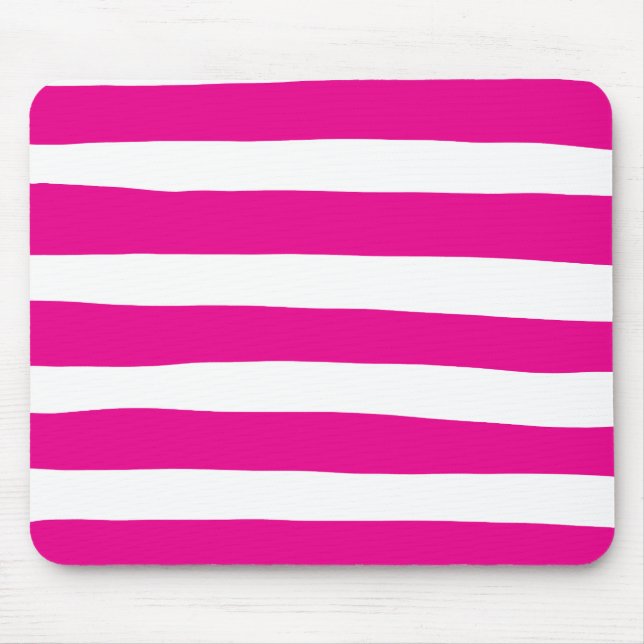 Tapis De Souris Des bandes inégales en Magenta et Blanc (Devant)