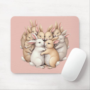 Tapis De Souris Des lapins adorables dans un Pastel cosy Hug Illus