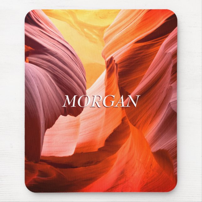 Tapis De Souris Desert Slot Canyon ou Your Photo, White Name (Devant)