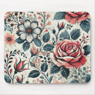 Tapis De Souris Design Abstrait de fleurs roses. Motif avec