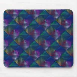 Tapis De Souris Design arc-en-ciel géométrique en bleu