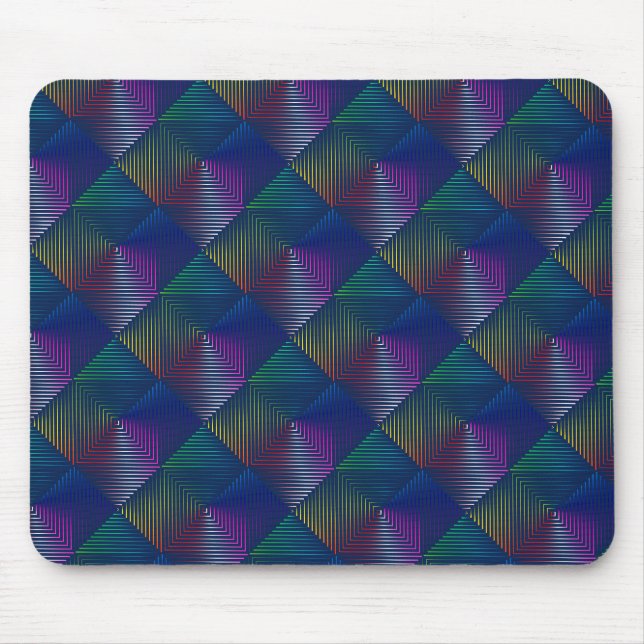 Tapis De Souris Design arc-en-ciel géométrique en bleu (Devant)
