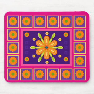 Tapis De Souris Design de cadre vert orange Arrière - plan rose