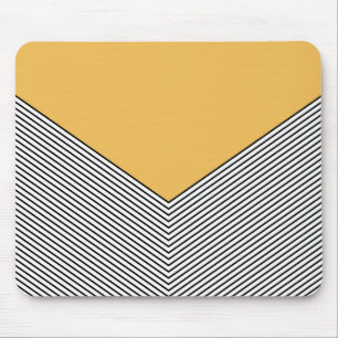 Tapis De Souris Design de chevrons noir et blanc et triangle jaune