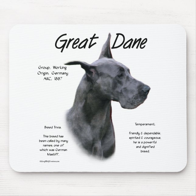 Tapis De Souris Design d'histoire Blue Great Dane (Devant)