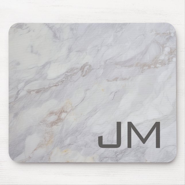 Tapis De Souris Design élégant en marbre gris et beige (Devant)