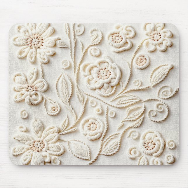 Tapis De Souris Design floral ivoirien brodé (Devant)