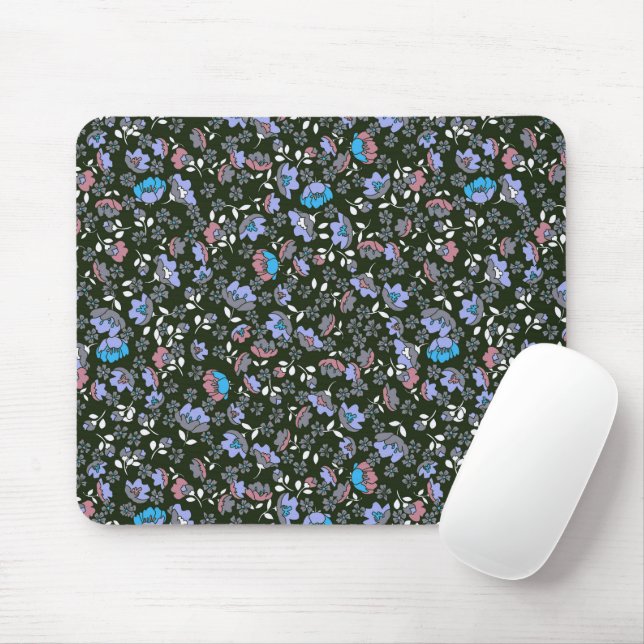 Tapis De Souris Design floral sur noir (Avec souris)