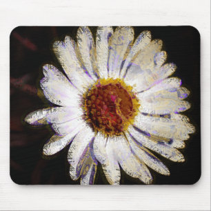 Tapis De Souris Design Funky Abstrait Fleur Blanc Faisy Art