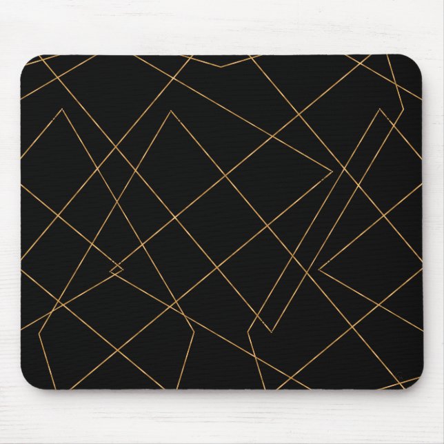 Tapis De Souris Design géométrique moderne Gold & Black (Devant)