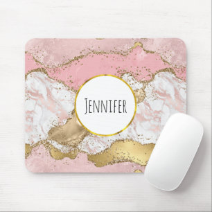Tapis De Souris Design Rose de luxe en marbre rose or