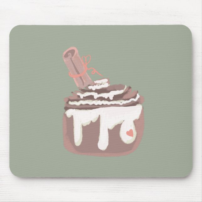Tapis De Souris Dessert au petit pain à la cannelle, illustration  (Devant)