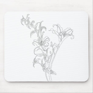 Tapis De Souris dessin à ligne ouverte noir et blanc