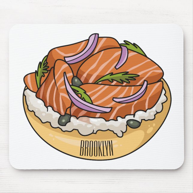 Tapis De Souris dessin animé de bagel saumon (Devant)