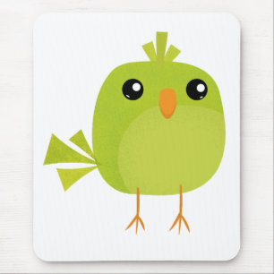 Tapis De Souris Dessin animé d'oiseau vert