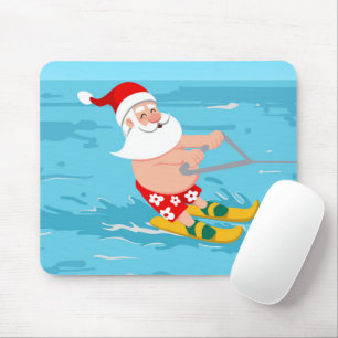 Tapis De Souris Dessin animé Santa Claus water skiing