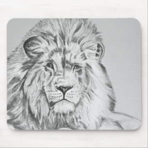 Tapis De Souris Dessin au crayon original Dessin d'un lion