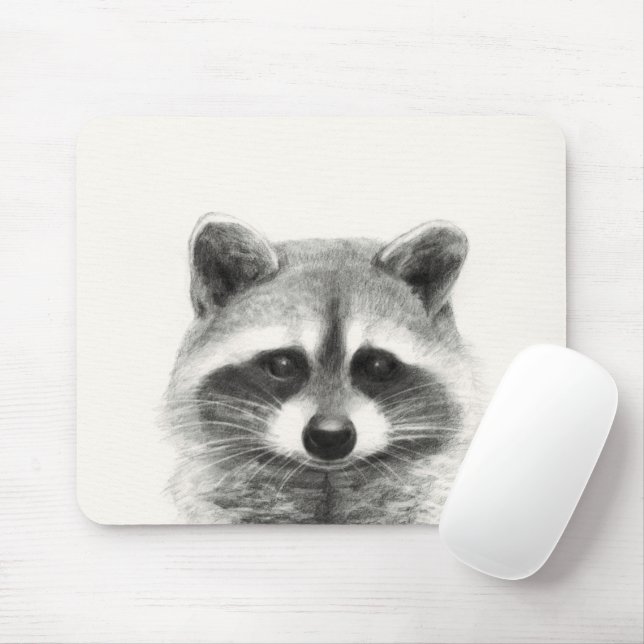 Tapis De Souris Dessin au crayon Raccoon (Avec souris)
