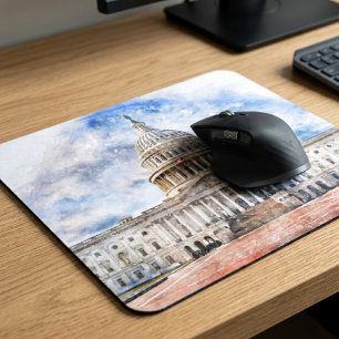 Tapis De Souris Dessin au pastel du Capitole des États-Unis Washin