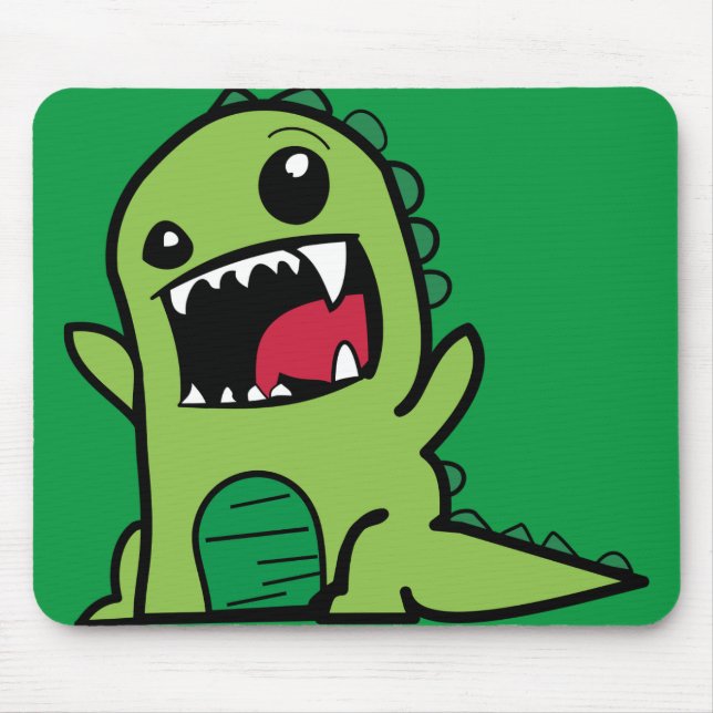 Tapis De Souris dessin-bande-dessinée-dino-dinosaure-vert (Devant)